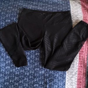 Old Navy Active  Black leggings, Medium. Front legs have sheer mess on each leg.